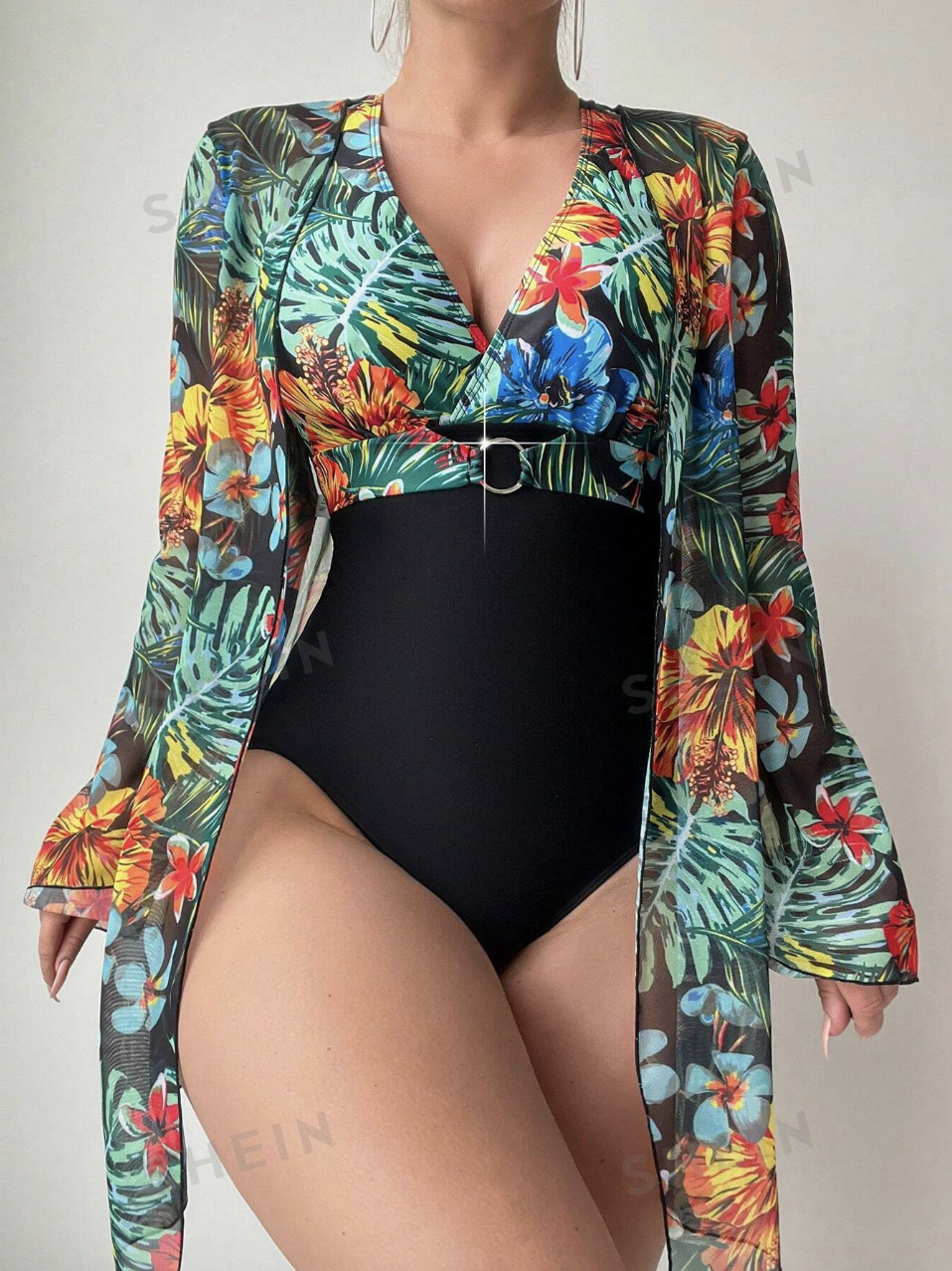 Traje de baño de una pieza con estampado tropical de verano - Imagen 2