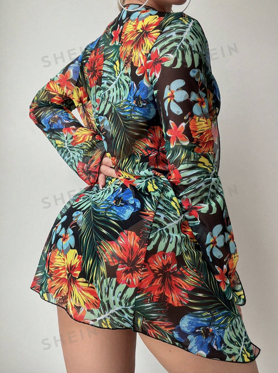 Traje de baño de una pieza con estampado tropical de verano - Imagen 3