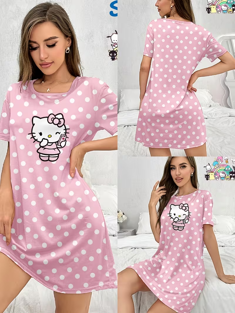 Pijama tipo vestido con estampado de "Hello Kitty" - Imagen 2