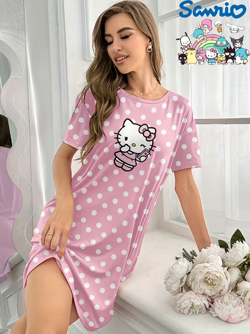 Pijama tipo vestido con estampado de "Hello Kitty" - Imagen 3