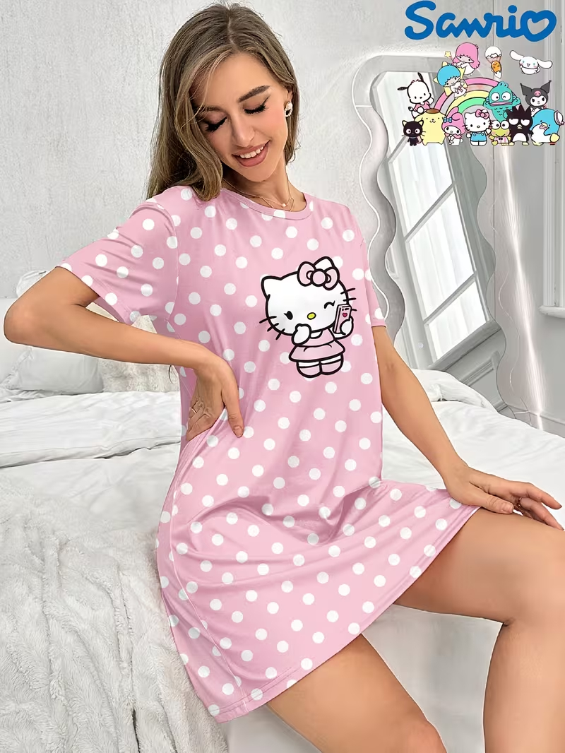 Pijama tipo vestido con estampado de "Hello Kitty" - Imagen 7